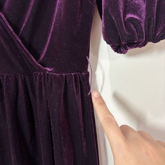 Disturbia Hera Velvet Dress 2 Mini Wrap Purple Celestial Embroidered Whimsigoth - Picture 4 of 10